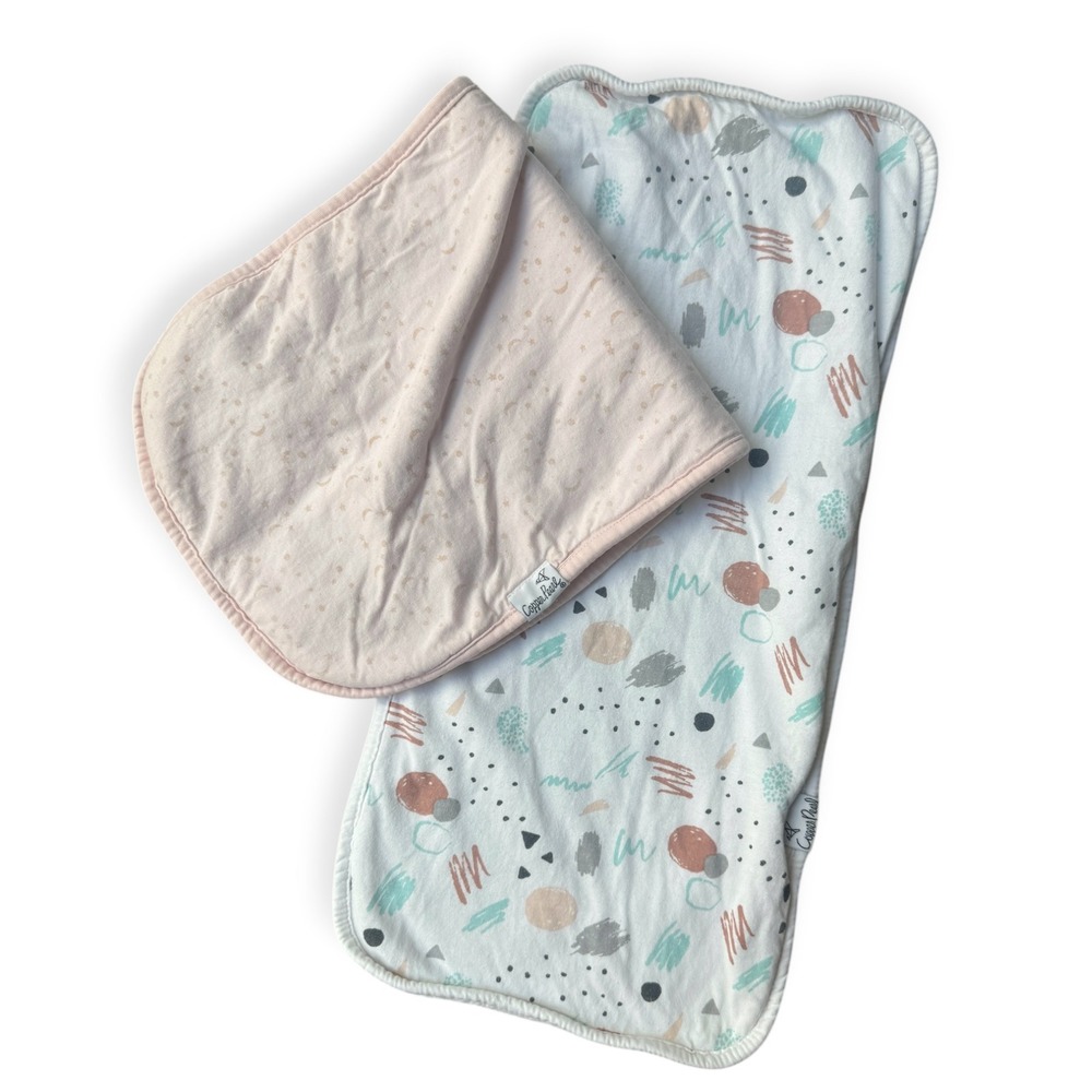 Copper Pearl Burp Cloth Set 2 Pack Pink Moon Star Abstract Geometric Print